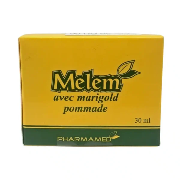 Étui jaune et vert Melem avec marigold pommade 30 ml Pharmamed