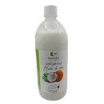 Grand flacon blanc Naturo Pathica huile de coco 100 % pure, étiquette verte