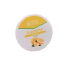 Pot rond blanc de vaseline parfumée au citron, citrons illustrés, couvercle jaune