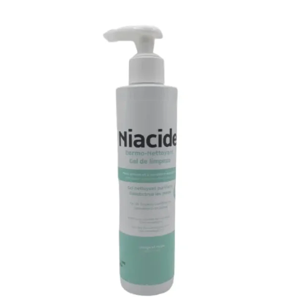 Flacon pompe blanc et vert Niacide Dermo-Nettoyant gel de limpeza 200 ml