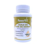 Flacon blanc et doré PowerVIT huile de foie de morue en capsules