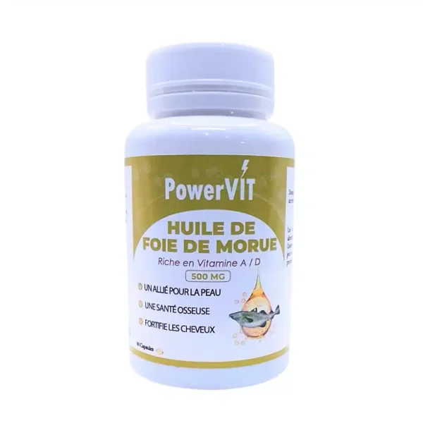 Powervit Huile De Foie De Morue 500mg 60 Gelules