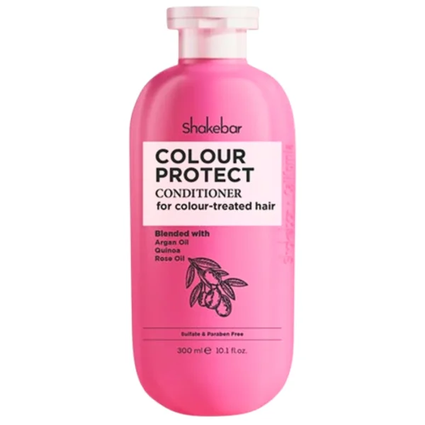 Flacon rose Shakebar Colour Protect après-shampooing cheveux colorés 300 ml