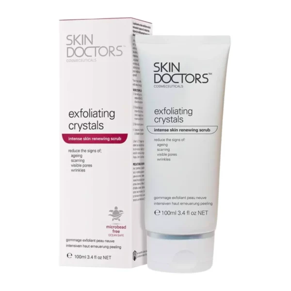 Tube blanc Skin Doctors Exfoliating Crystals gommage 100 ml et étui