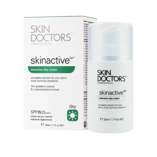 Flacon pompe blanc Skin Doctors Skinactive14 crème de jour 50 ml