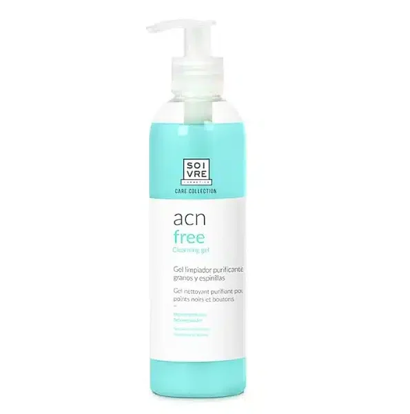 Flacon pompe turquoise Soivre Acn Free gel nettoyant purifiant visage