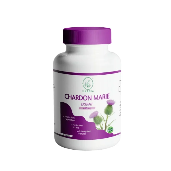 Flacon Urania Chardon Marie extrait 400 mg avec fleurs de chardon violettes
