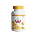 Flacon Urania Oméga-3 500 mg avec capsule dorée et bouchon jaune
