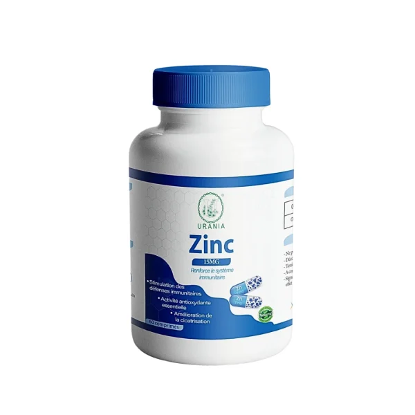 Flacon Urania Zinc 15 mg 60 comprimés à bouchon bleu