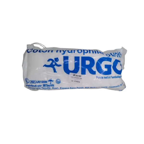 Sachet plastique de coton hydrophile purifié Urgo 100 g logo bleu