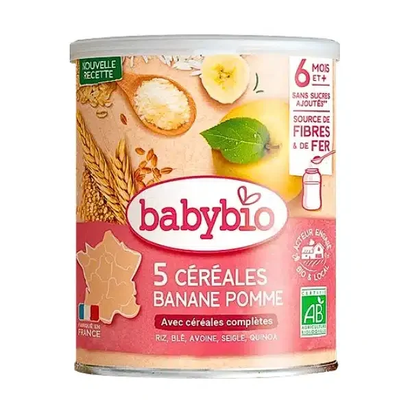 Babybio 5 Céréales Banane Pomme Bio 6mois+ 220g