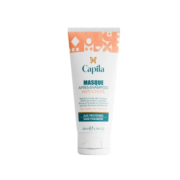 Tube blanc et orange Capila masque après-shampooing anti-chute, 200 ml