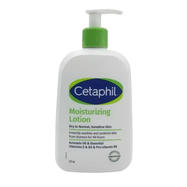 Grand flacon-pompe blanc Cetaphil lotion hydratante, pompe verte, 473 ml