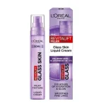 Flacon pompe et boîte violets L'Oréal Revitalift Filler Glass Skin Liquid Cream