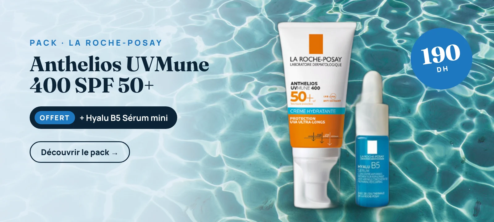 Pack La Roche-Posay Anthelios UVMune 400 SPF50+ + Hyalu B5 sérum offert – 190 DH